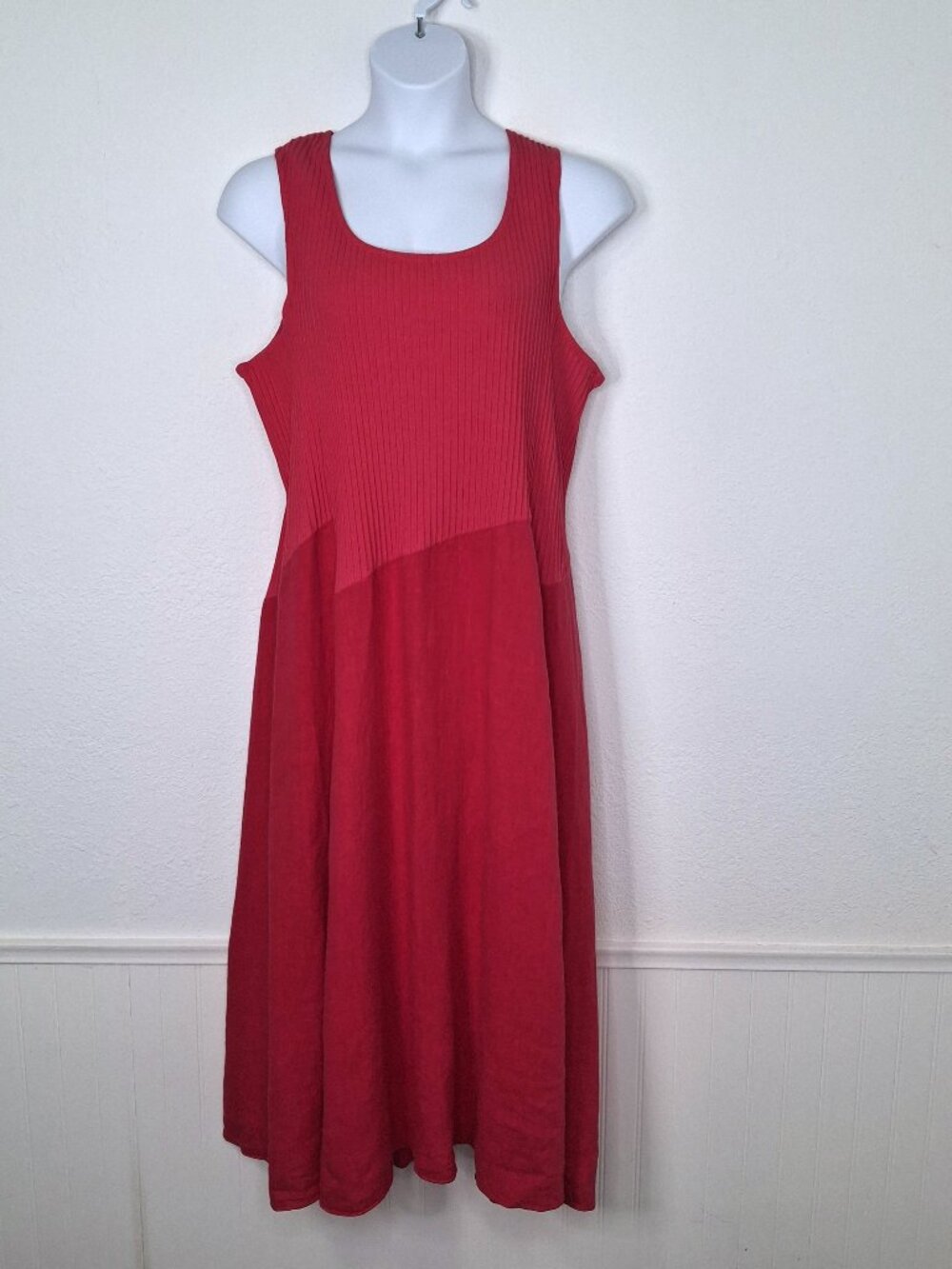 Fenini 100% Linen Cotton Dress Midi Sz XL Convertible Sundress Lagenlook Coastal